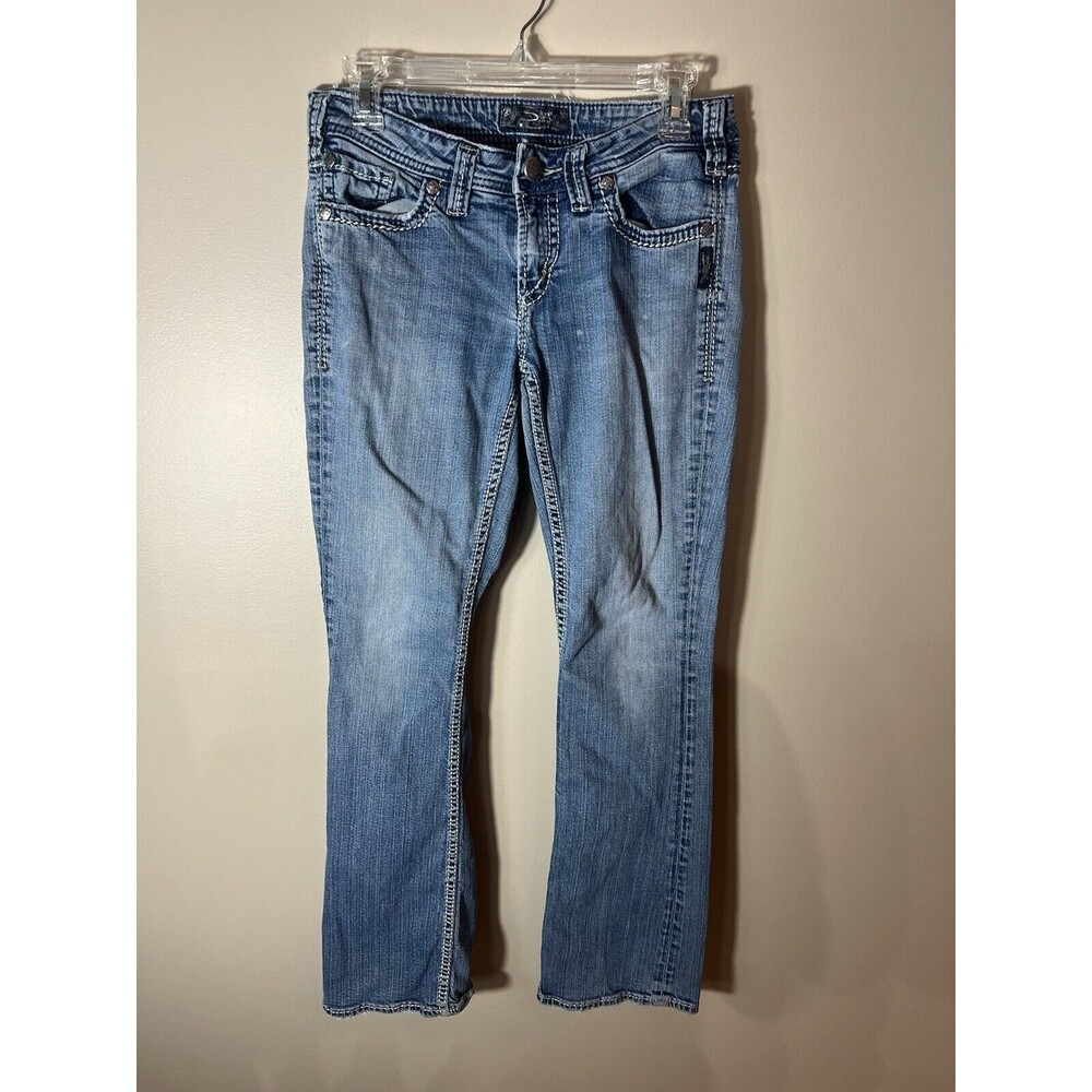 Silver Jeans Aiko Bootcut Womens 29x33 Blue Denim Light Wash Fade Distressed